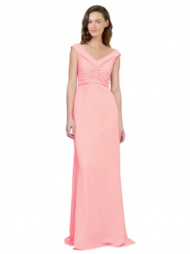 Best Luxe Chiffon Bridesmaid Dress with Shoulder Tip Gathered Bodice UK