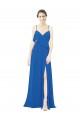 Best Spaghetti Strap Chiffon Bridesmaids Dress with Asymmetrical Ruffle and Front Slit UK
