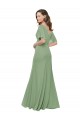Best Chiffon V-Neckline Wrap Bridesmaids Dress With Double Flutter Sleeve UK