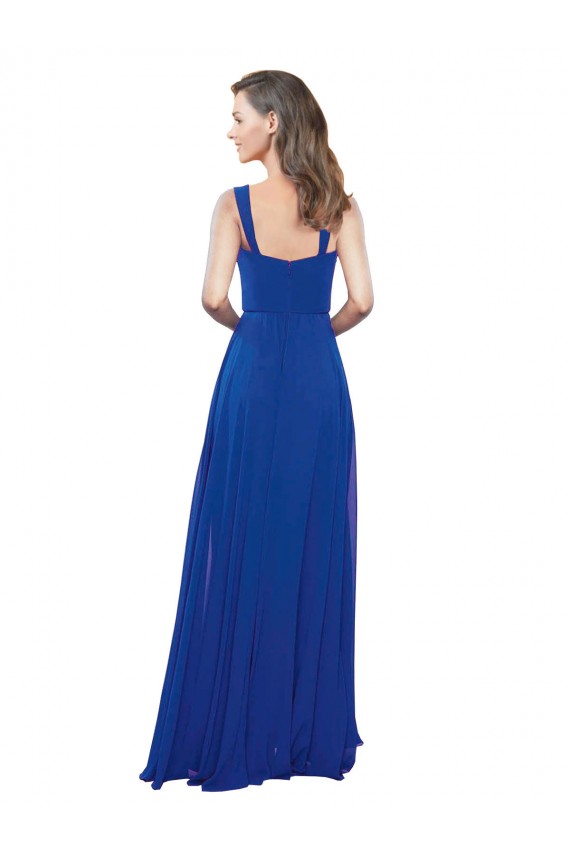 Best Square Neck A-Line Long Floor Length Chiffon Bridesmaid Dress UK