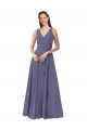 Best V-Neck Long Draped A-Line Chiffon Bridesmaid Dress UK