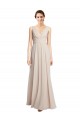 Best Long V-Neck Chiffon Bridesmaids Dress with Double Straps UK