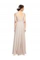 Best Long V-Neck Chiffon Bridesmaids Dress with Double Straps UK