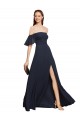 Best Off the Shoulder Floaty Sleeves Chiffon Bridesmaid Dress / Prom Dress with High Slit UK