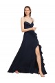 Best Long Chiffon Bridesmaid Dress with Criss Cross Straps and Ruffles UK