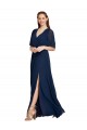 Best V-Neck Plush Chiffon Bridesmaid Dress with Flutter Sleeves UK
