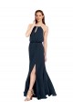 Best Grecian Style Halter Chiffon Bridesmaid Dress with Keyhole and Slit UK