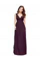 Best Plunging V-Neckline Long Chiffon Bridesmaid Dress with Deep V-Back UK