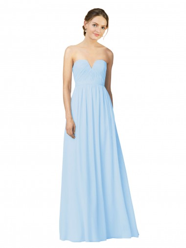 Best Full Length Chiffon Bridesmaid Dress with Deep Sweetheat and Shirred Bodice UK