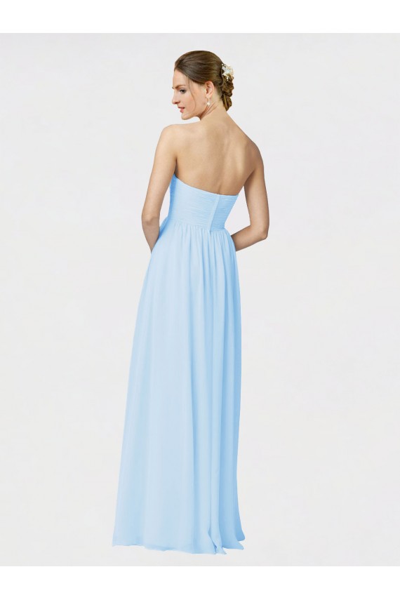 Best Full Length Chiffon Bridesmaid Dress with Deep Sweetheat and Shirred Bodice UK