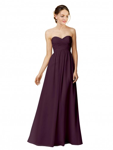 Best Strapless Chiffon Bridesmaid Dress with Criss Cross Shirred Bodice UK