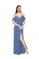 Best Mock-Wrap Off the Shoulder Long Chiffon Bridesmaid Dress with Side Slit UK
