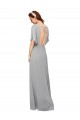 Best V-Neck Long Chiffon Bridesmaid Dress with Dolman Sleeved Bodice and Slit UK