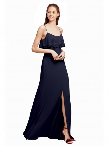 Best Draped Long Chiffon Bridesmaid Dress with Straps and Layers UK