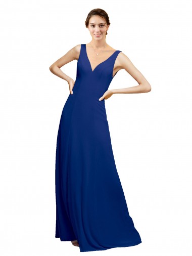 Best V-Neck Sheath Chiffon Bridesmaid Dress with V-Back UK
