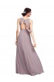 Best Open Back Long Chiffon Bridesmaid Dress with Plunging V-Neck Bodice UK