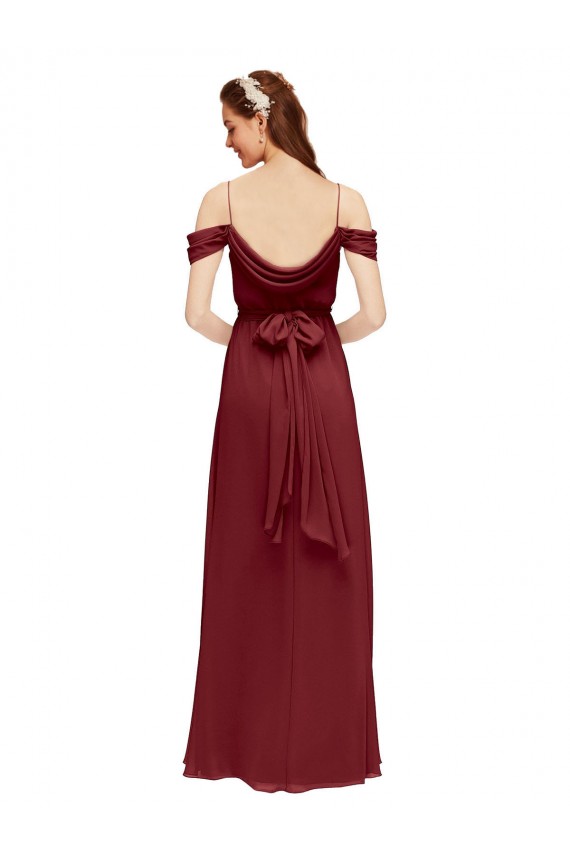 Best Grecian Inspired Draped Off the Shoulder Long Chiffon Bridesmaid Dress UK