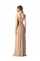 Best Halter V-Neck A-Line Chiffon Bridesmaid Dress with Shirred Skirt UK