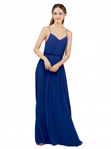 Best Long Chiffon Bridesmaid Dress with Spaghetti Strap Bodice UK