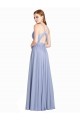Best Ruched Criss Over Bodice Chiffon Bridesmaid Dress with Lace Open Back UK