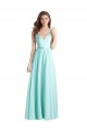 Best Long V-Neck Chiffon Bridesmaid Dress with Satin Bodice UK