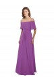 Best Draped Off The Shoulder Chiffon Bridesmaid Dress with Spaghetti Straps and Ruffled Neckline UK