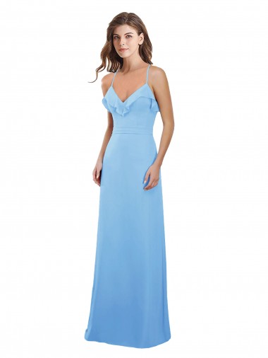 Best Slim Chiffon Bridesmaid Dress with Ruffled Sweetheart Neckline UK