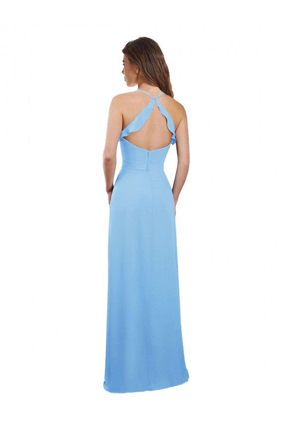 Best Slim Chiffon Bridesmaid Dress with Ruffled Sweetheart Neckline UK