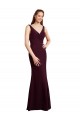 Best Floor Length Fluted Chiffon Dress with Draped Bodice and V-Neckline UK