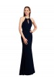 Best Fluted Long Chiffon Bridesmaid Dress with Halter Neckline and Keyhole UK