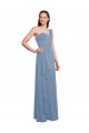 Best Single Shoulder Strap Long Chiffon Bridesmaid Dress with Cascading Ruffles UK