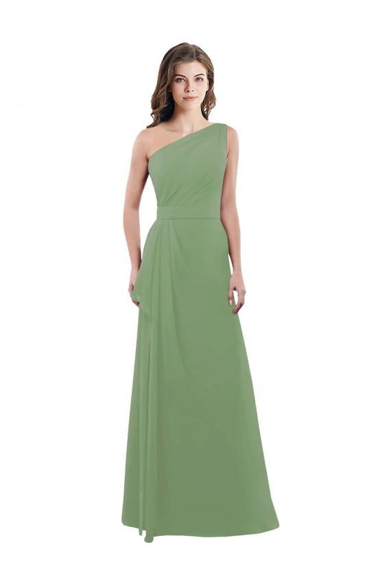 Best One Shoulder Chiffon Bridesmaid Dress with Pleats and Side Slit UK