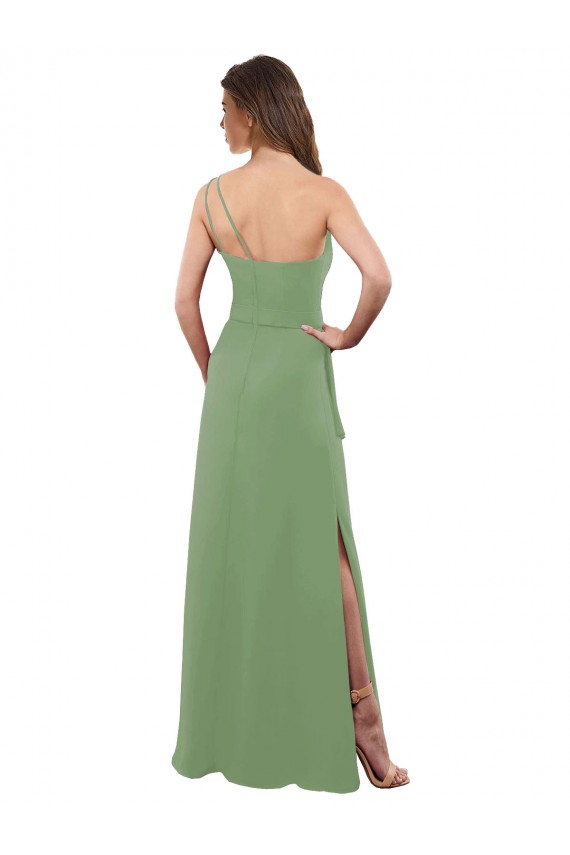 Best One Shoulder Chiffon Bridesmaid Dress with Pleats and Side Slit UK