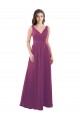 Best Long Chiffon A-Line Bridesmaid Dress with V-Neck Wrap Bodice UK