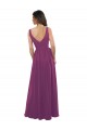 Best Long Chiffon A-Line Bridesmaid Dress with V-Neck Wrap Bodice UK
