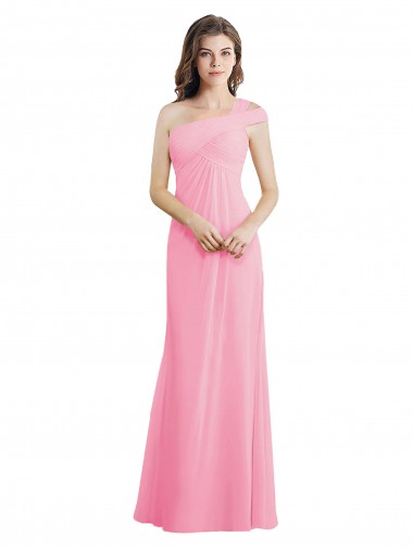 Best Single Shoulder Chiffon Bridesmaid Dress with Draped Bodice UK