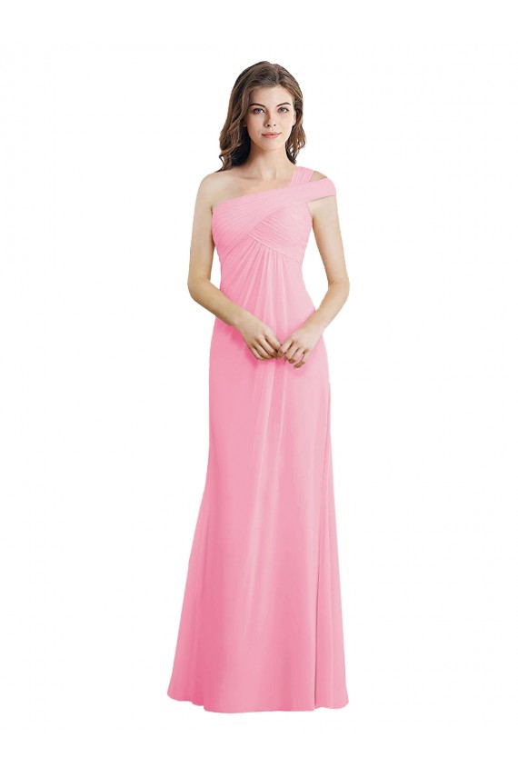 Best Single Shoulder Chiffon Bridesmaid Dress with Draped Bodice UK