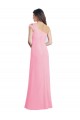 Best Single Shoulder Chiffon Bridesmaid Dress with Draped Bodice UK