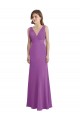 Best V-Shaped Neckline Long Chiffon Bridesmaid Dress with Cascading Ruffles Back UK