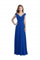 Best Draped Shoulder V-Neck Long Chiffon Bridesmaid Dress UK