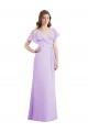 Best Ruffled Neckline Cold Shoulder Long Chiffon Bridesmaid Dress UK