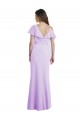 Best Ruffled Neckline Cold Shoulder Long Chiffon Bridesmaid Dress UK