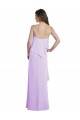 Best Scoop Neck Long Chiffon Bridesmaid Dress with Cross Over Neckline Flounce UK