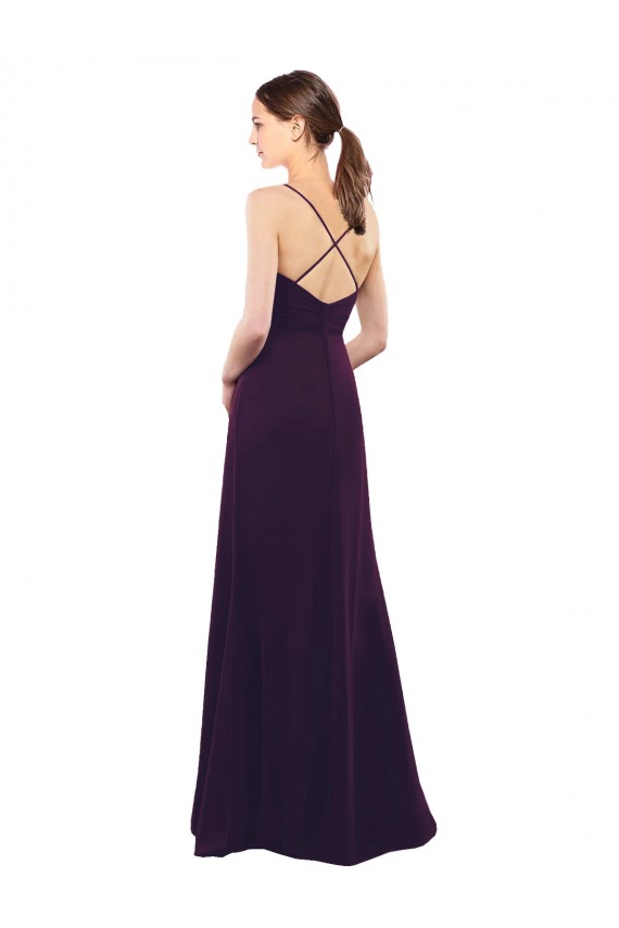 Best Floor Length A-Line Chiffon Bridesmaid Dress with Criss Cross Back UK