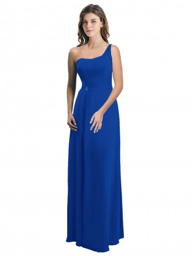 Best One Shoulder A-Line Chiffon Bridesmaid Dress with Pleated Bodice UK