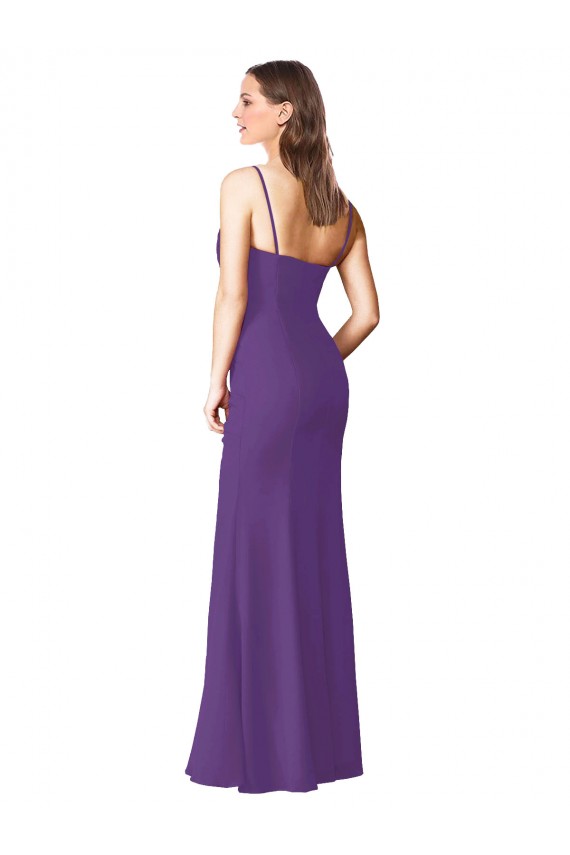 Best Strapless Chiffon Bridesmaid Dress with Pleated Wrap Bodice and Side Slit UK