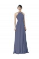 Best Halter Neck Ruched Bodice Chiffon Bridesmaid Dress UK