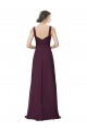 Best Long Chiffon Bridesmaid Dress with Ruched Criss Cross V-Neck Bodice UK
