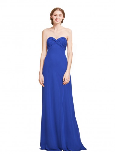 Best Sweetheart Neckline Chiffon Ruched Bodice Tie Back Bridesmaid Dress UK