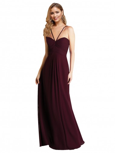Best Long Chiffon Bridesmaid Dress with Sweetheart Neckline UK
